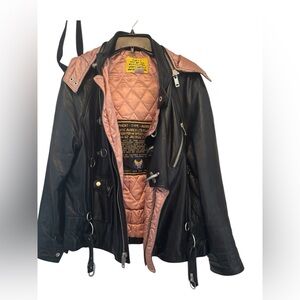 Avirex Vintage Type B-7 Black Leather Hooded Aviator W/Buckle Clasp